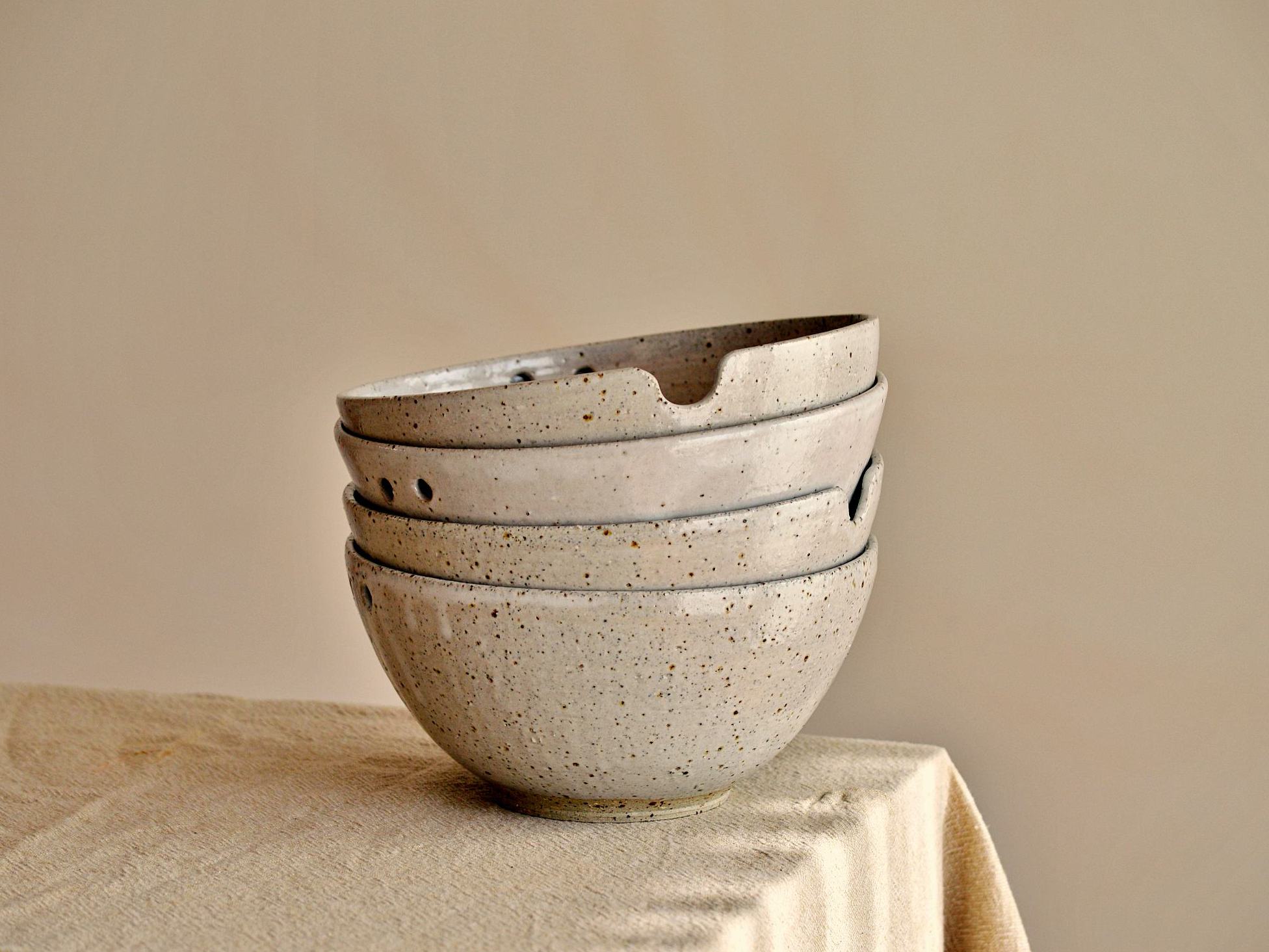 Noodle Bowl White, Pistachio & Blue Elizabeth Bell Ceramics